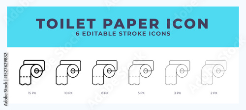 Toilet paper icon vector illustration. With editable stroke for web. App and more.