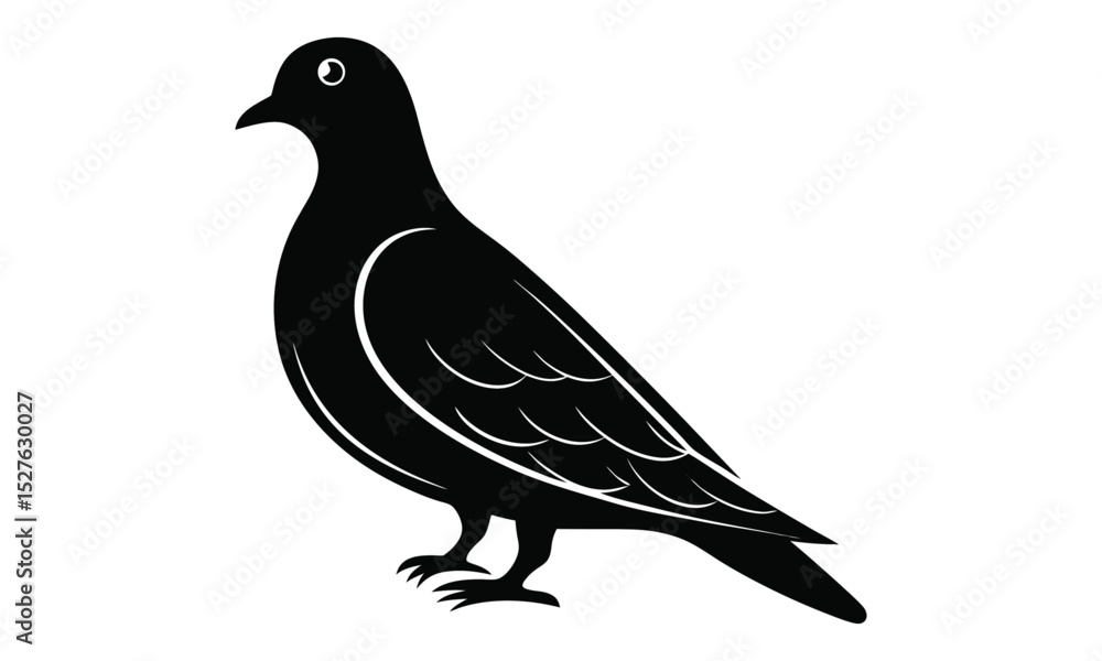 Fototapeta premium Serene Dove A Stark Black Silhouette Illustration