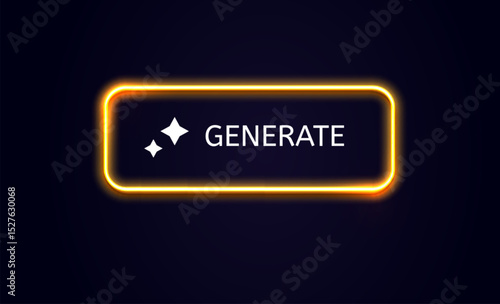 Neon Glow Generate Buttons Set for Modern UI Design, Web Applications, and Game Interfaces Vector Illustration