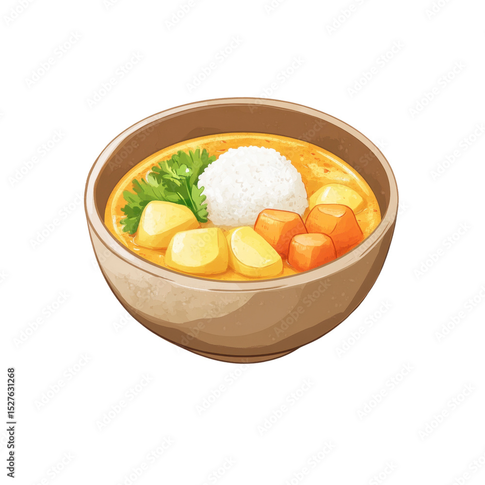 Delicious Bowl of Japanese Curry Rice with Potatoes and Carrots Delicious Bowl of Japanese Curry Rice with Potatoes and Carrots