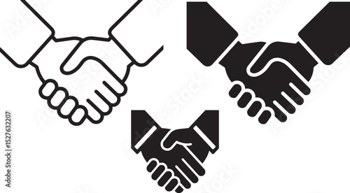 hand shake vector illustration. Handshake Icon Vector Set. Business Agreement & Partnership Symbol Silhouettes