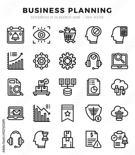 Business Planning Icons bundle. Lineal style Icons. Vector illustration.