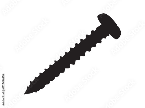 Vector isolated self-tapping screw tool colorless black and white outline silhouette shadow shape stencil solid black