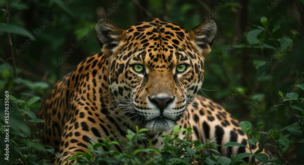 Obraz premium Jaguar in lush foliage