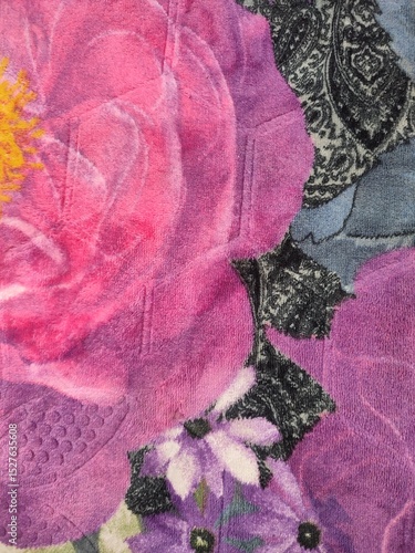 texture and background of pink carpet with flower and leaf pattern