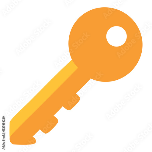 Cryptographic keys illustrated by a yellow key for technology, data security, encryption, cybersecurity concepts in digital designs, websites, presentations.