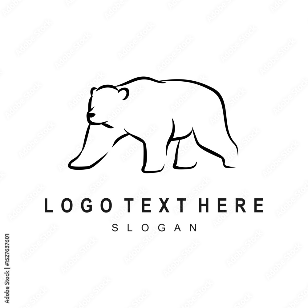 Obraz premium Line drawing of a walking polar bear for logo design