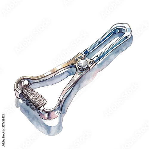 Eyelash Curler, watercolor painting vector, high quality, isolated on a white background.