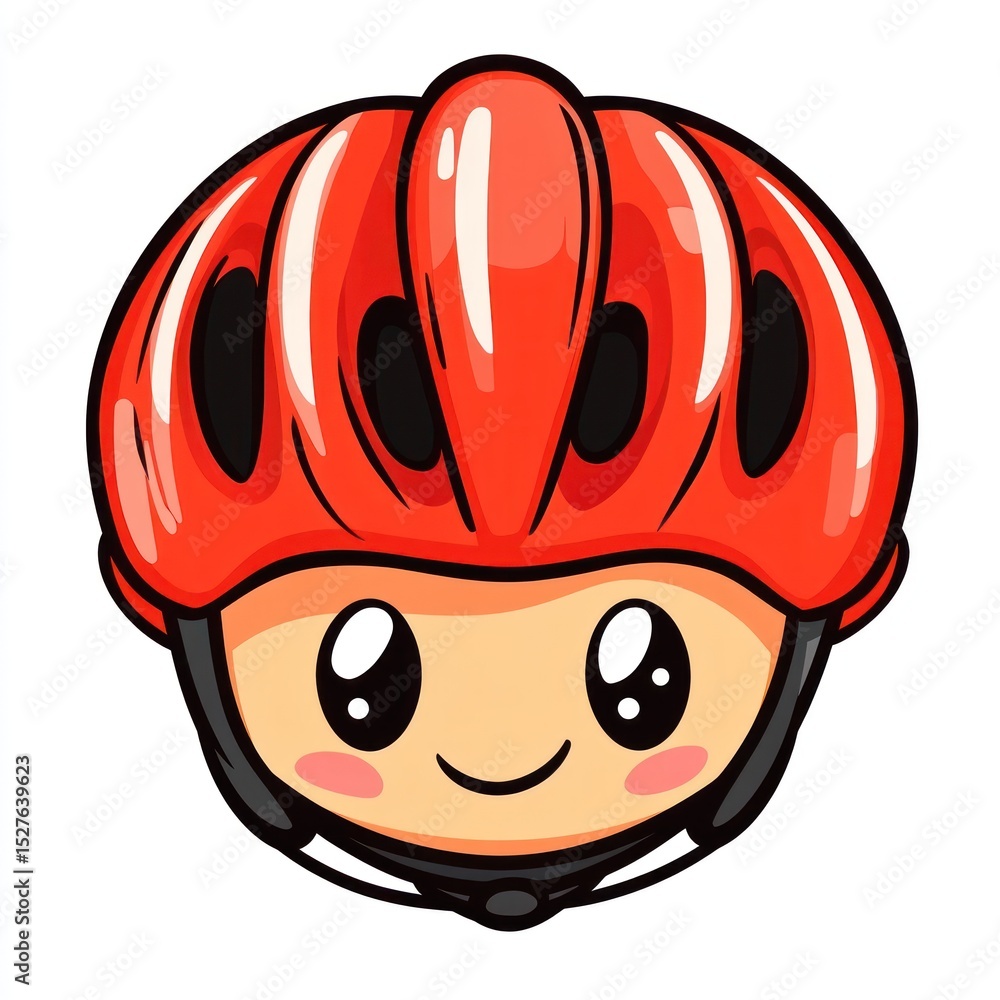 Fototapeta premium Cartoon character wearing a red bicycle helmet