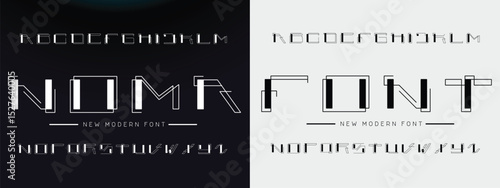 Creative Outline Double line monogram alphabet and tech fonts. Lines font regular uppercase and lowercase. Vector illustration.