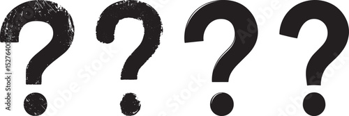 Question Mark Vector Set. Grunge and Clean Styles, Isolated on White Background.
