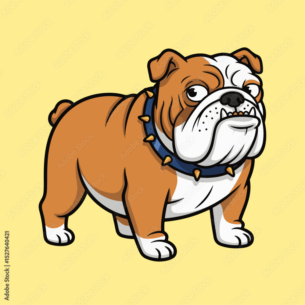 Obraz premium Adorable English Bulldog Puppy With Wrinkled Face Playfully Standing Showcasing Cute Character