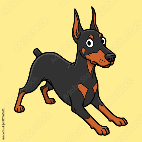Playful Doberman Pinscher puppy with energetic expression captured beautifully