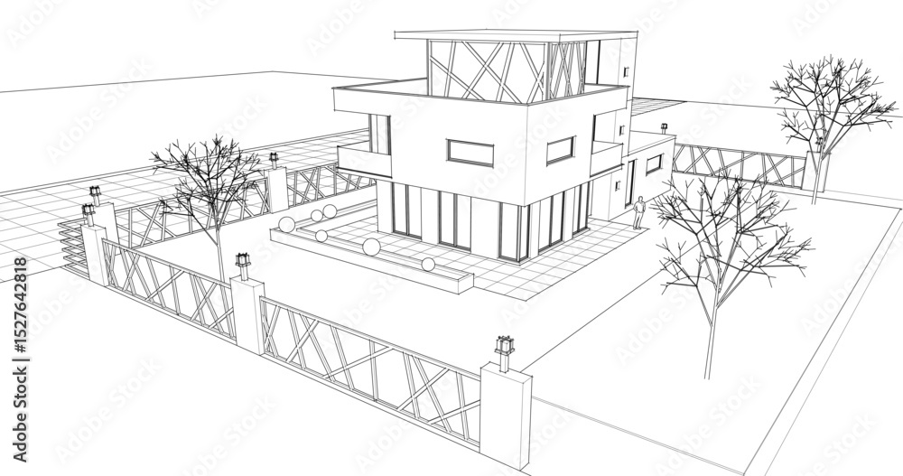 Obraz premium modern modular house 3d illustration