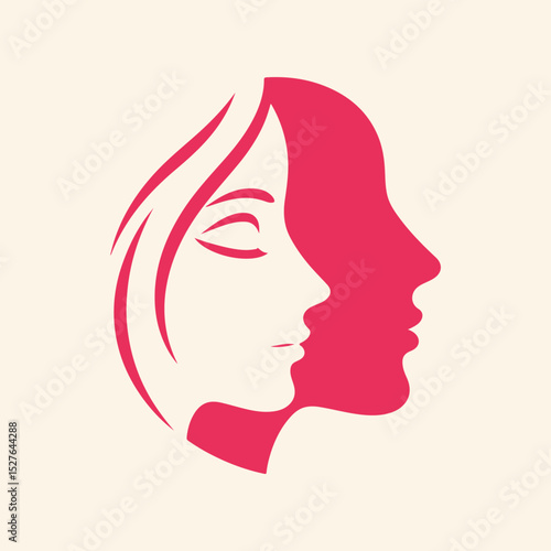 Woman side face trendy artwork ravishing abstract vector illustration colorful applied design