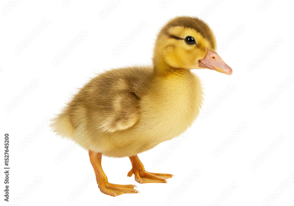 Isolated Fluffy Duckling Walking Side Profile Isolated Fluffy Duckling Walking Side Profile