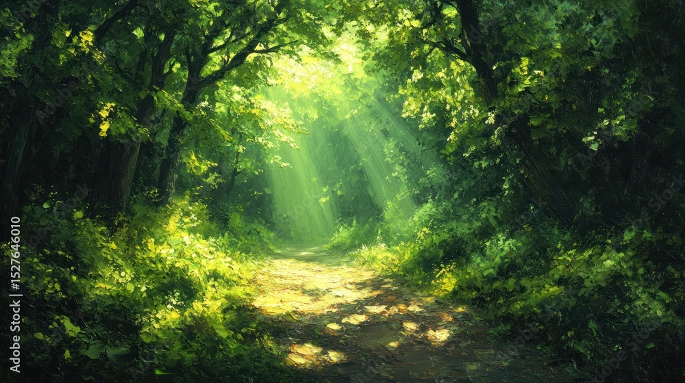Fototapeta premium Sunlit Forest Path