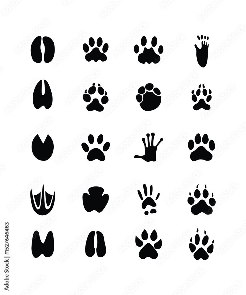 Fototapeta premium Animal foot print icon and silhouette