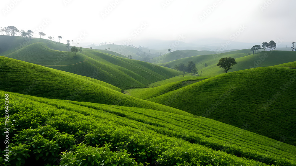 Fototapeta premium tea field on the hills 