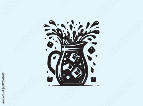 Jug Silhouette Pouring Water with Splash Effect