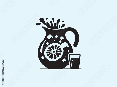Black Graphic of Jug with Splashing Water Silhouette