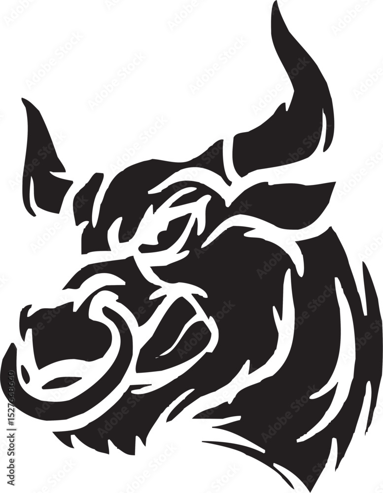Aggressive Bull Head Vector – Strong Mascot Logo in Black and White Aggressive Bull Head Vector – Strong Mascot Logo in Black and White
