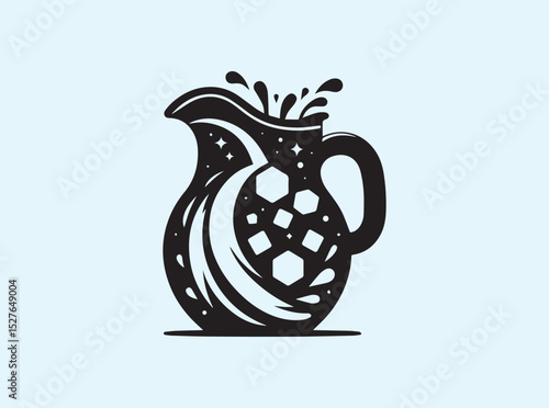  Solid Black Silhouette of a Jug with Stylized Water Splash