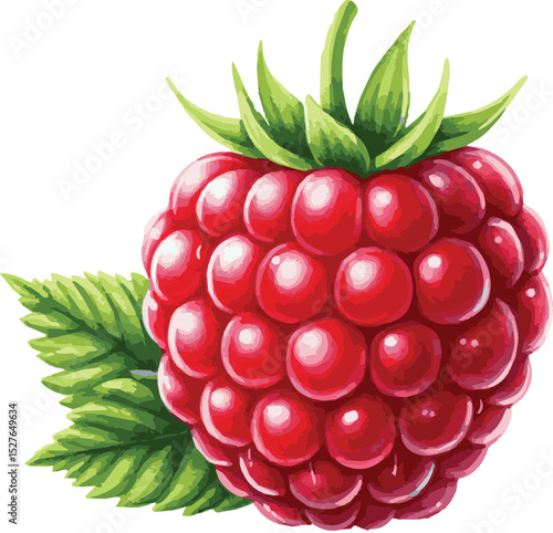 Vector watercolor painted illustration of a rasberry