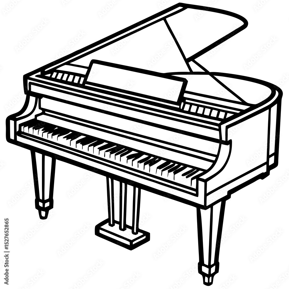 Grand piano line art illustration Grand piano line art illustration