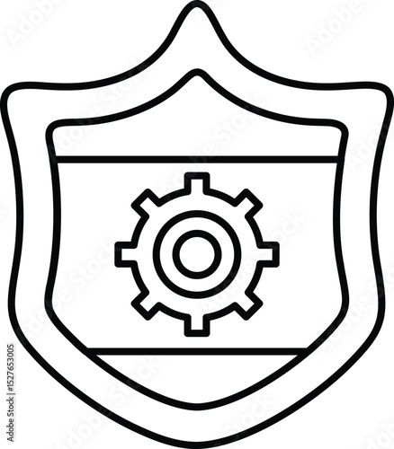 A shield with a gear on it