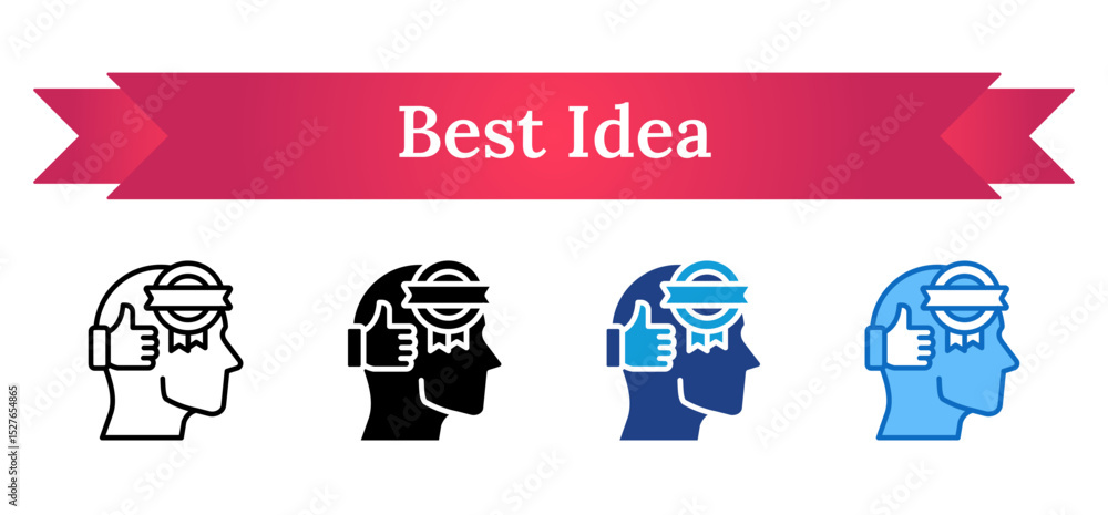 Fototapeta premium Best Idea Multi Style - Head and thumbs-up representing approval or satisfaction in experience
