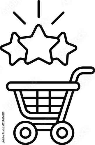 A shopping cart with three stars on it