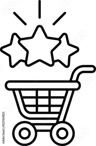 A shopping cart with three stars on it