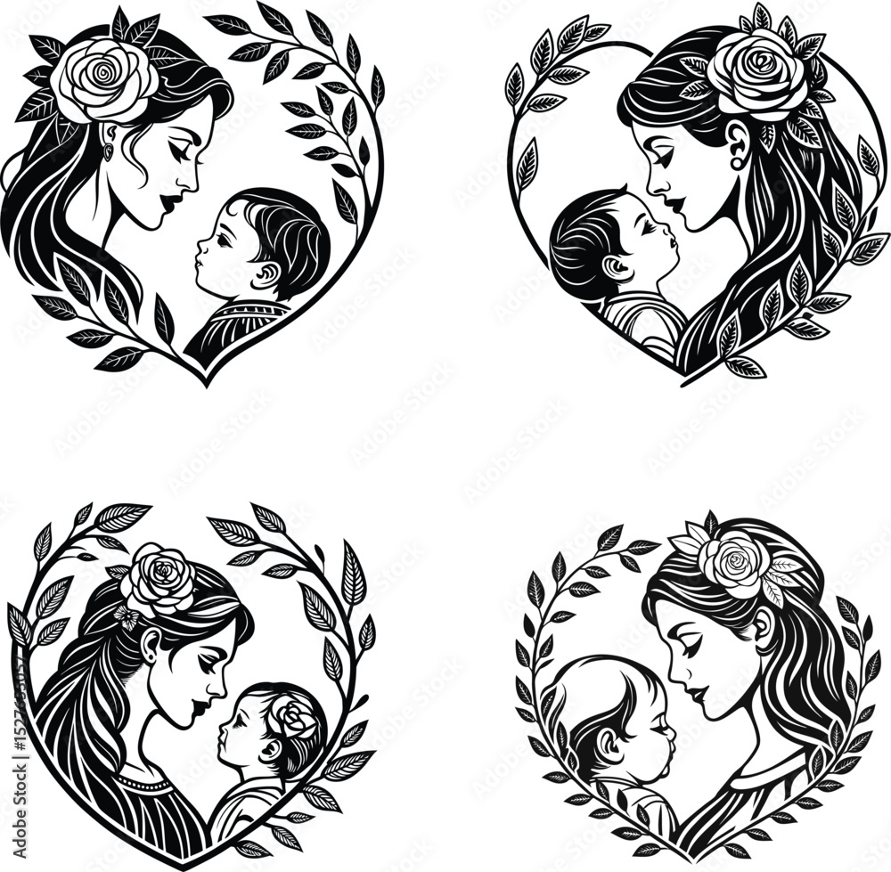 Obraz premium Tender mother and child illustration