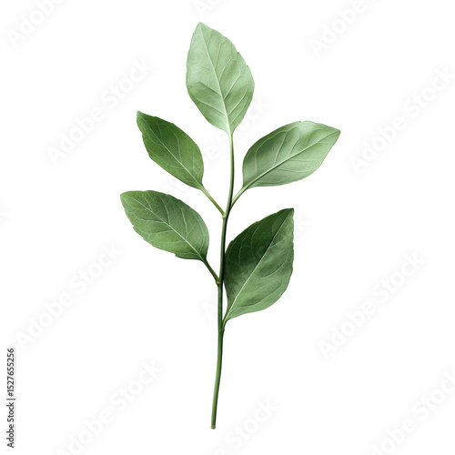 Elegant green leaves arranged on a stem showcasing natural beauty and freshness in a minimalistic style