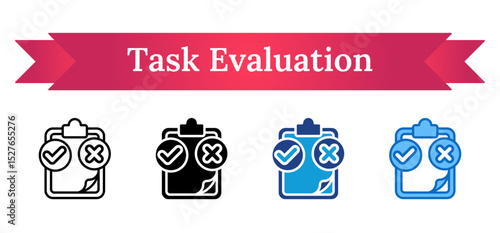 Task Evaluation Multi Style - Clipboard with check and cross symbolizing approval, evaluation, and task status