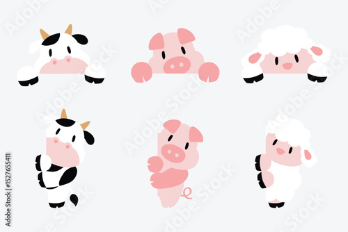 Farm animal cartoon - peeking