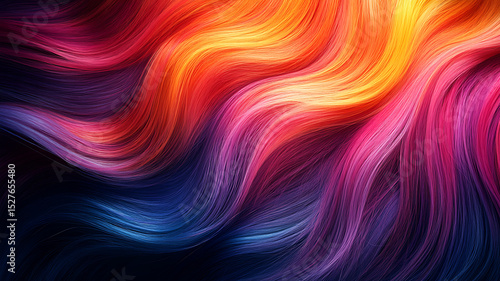 Wallpaper Mural Colorful abstract wavy hair illustration in vibrant shades of orange, pink, purple, and blue Torontodigital.ca