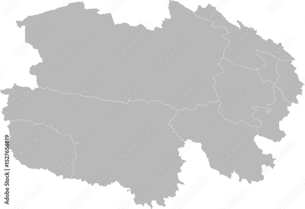 Fototapeta premium Qinghai, China – administrative vector map with city boundaries (Web Mercator projection, PPT-compatible & fully editable)