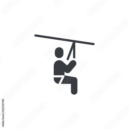 Person sliding on overhead cable vector icon