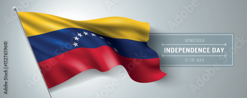 Venezuela happy independence day greeting card, banner vector illustration. Venezuelan national holiday 5th of July design element with realistic flag Free Download Venezuela happy independence day greeting card, banner vector illustration. Venezuelan national holiday 5th of July design element with realistic flag - GFXLoad