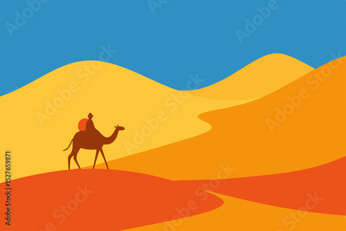 Camel Silhouette in Desert Landscape A Journey Across Golden Sands