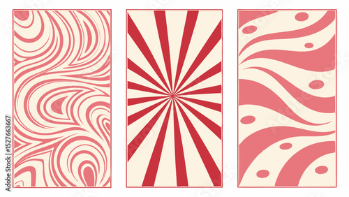 Pink and Cream Abstract Backgrounds: Swirls, Rays, and Curves Vector Art