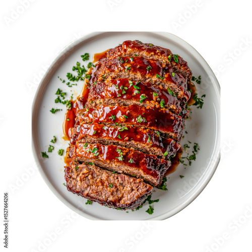 Delicious Glazed Meatloaf Slices on a White Plate