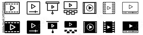 Cinema icon vector set. Play illustration sign collection. Watch online symbol. Movies web icons. Cinema symbols for web and mobile app.