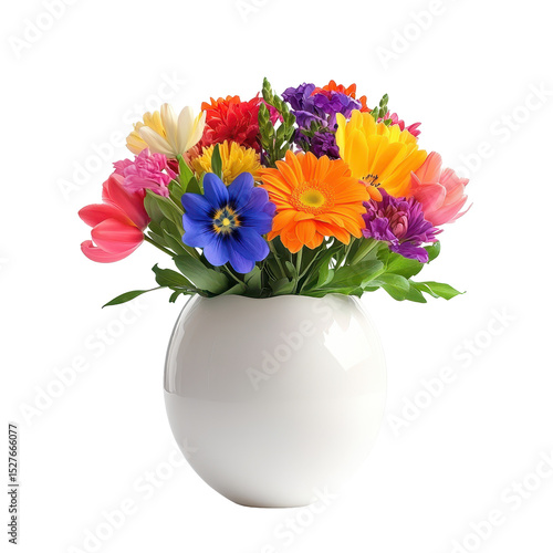 Wallpaper Mural Colorful floral arrangement in a white vase showcasing vibrant blooms for home decor Torontodigital.ca