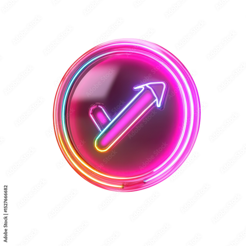 Neon check mark symbol with vibrant colors representing positivity and progress in modern design Neon check mark symbol with vibrant colors representing positivity and progress in modern design