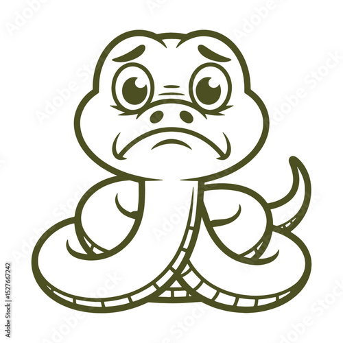  Cute Cartoon Snake with Sad Expression vector file