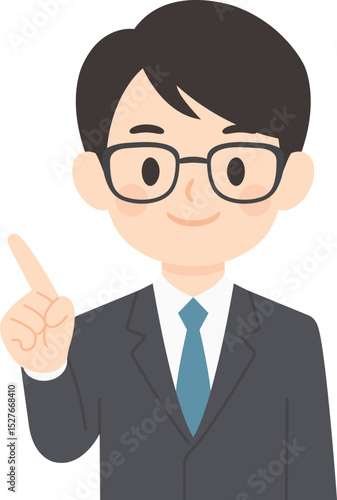 안경을 쓰고 정장을 입은 비즈니스맨의 일러스트