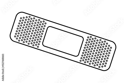 Medical Plaster Illustration. Adhesive Bandage And Medical Dressing. First Aid, Wound Healing And Protection. Vector Line Illustration